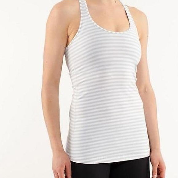 Lululemon Grey And White Striped Tank 